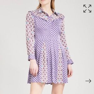 Maje Reed Floral Print Satin Dress